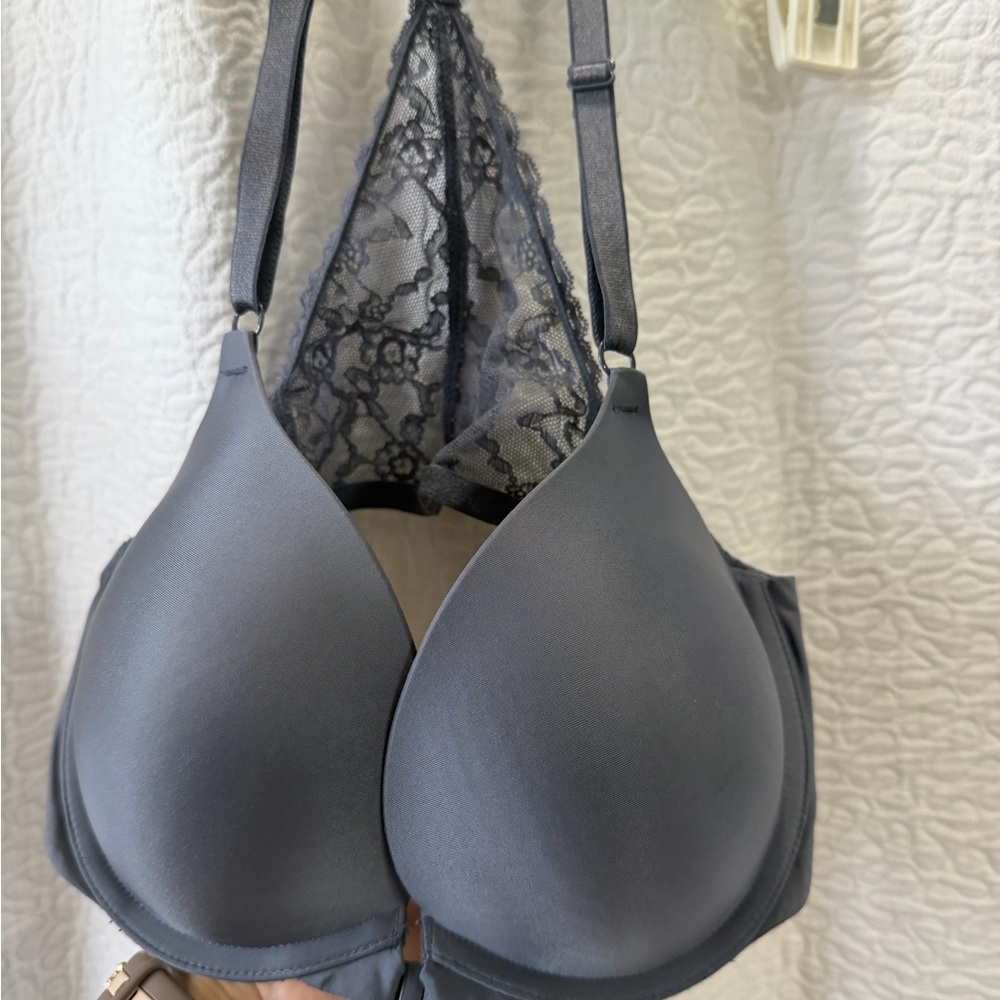 Victoria's Secret Gray Lace Racerback T-Shirt Bra